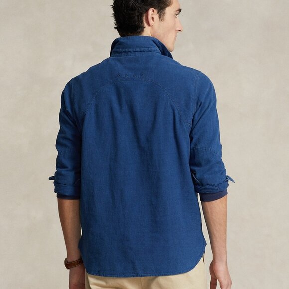 Polo Ralph Lauren Men’s Classic-Fit Indigo Popover Workshirt – Slub Indigo – XS - Picture 4 of 5